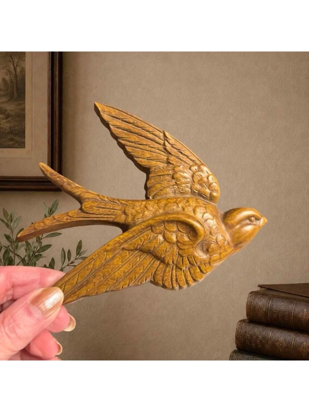 Vintage 1983 Burwood Swallows Set of 3 Brown Flying Bird Wall Decor Made in USA - Picture 3 of 4